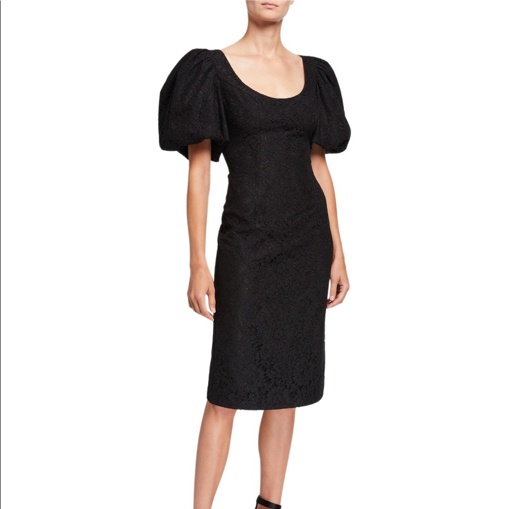 $990 Zac Posen Terry Lace Puff-Sleeve Cocktail - Picture 3 of 12